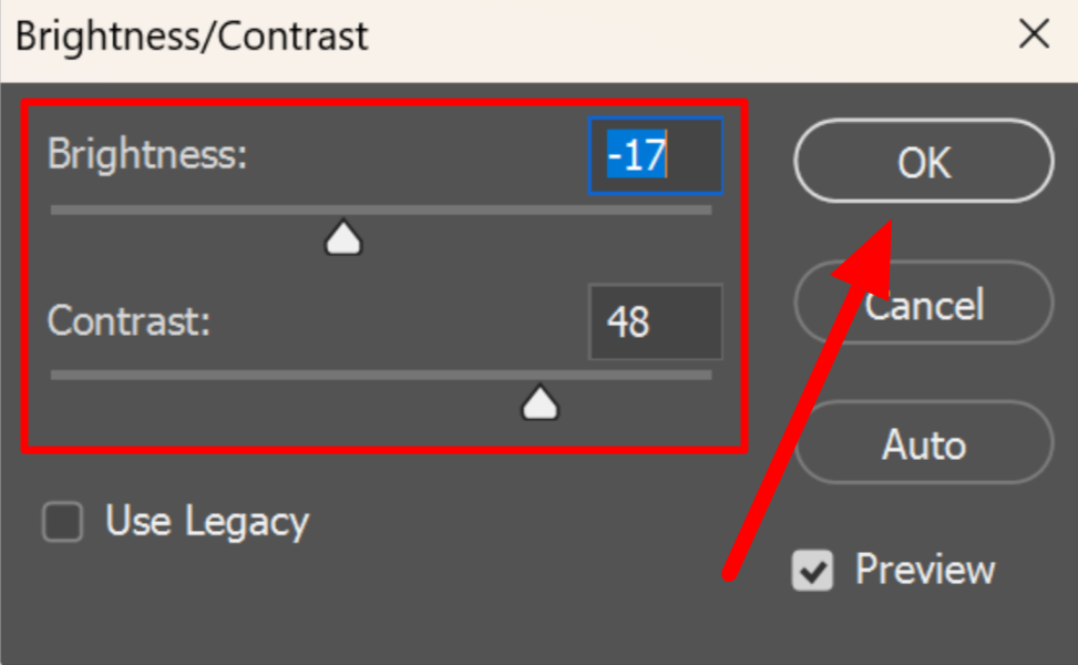 Adjusting the brightness and contrast on a photo in Photoshop