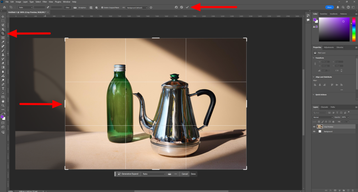 Cropping an image in Photoshop