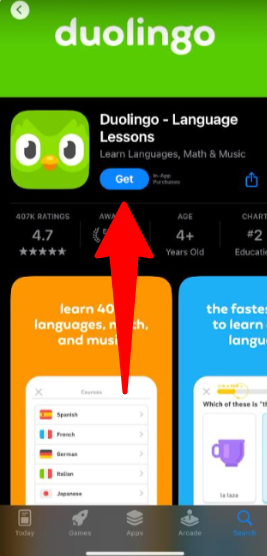 Downloading the Duolingo app