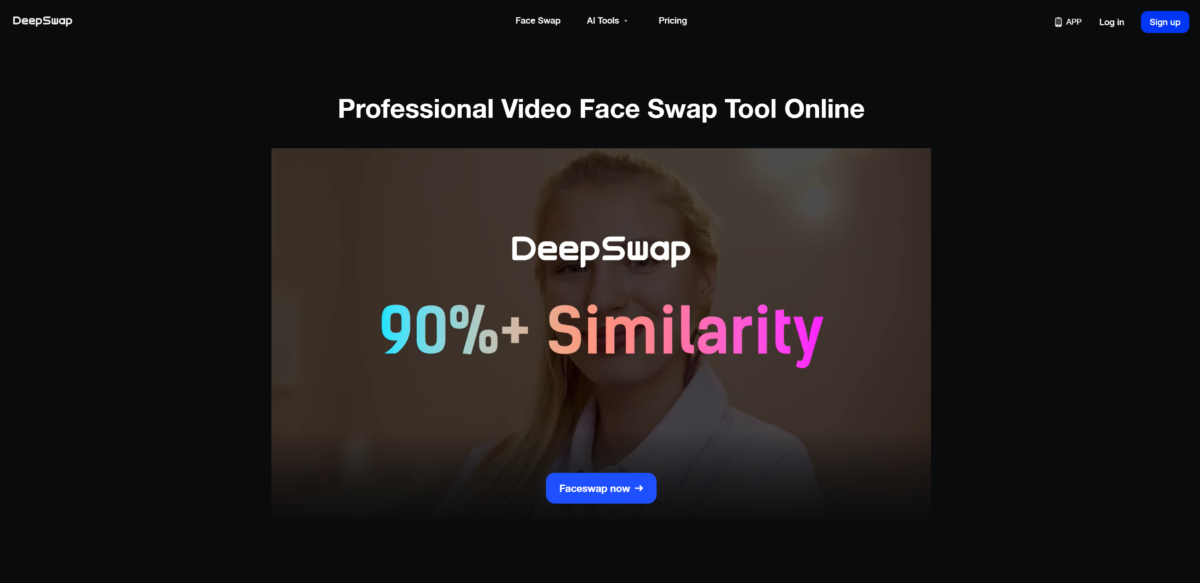 Deepswap homepage.