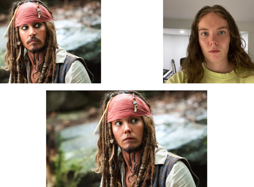 Face swapping myself with an image of Jack Sparrow.