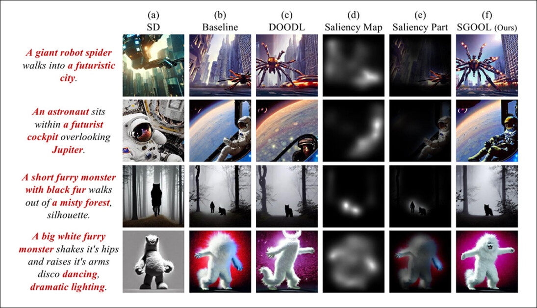 The new research has found that saliency maps (fourth column from left) can be used as a filter, or 'mask', for steering the locus of attention in denoising processes towards areas of the image that humans are most likely to pay attention to. Source: https://arxiv.org/pdf/2410.10257