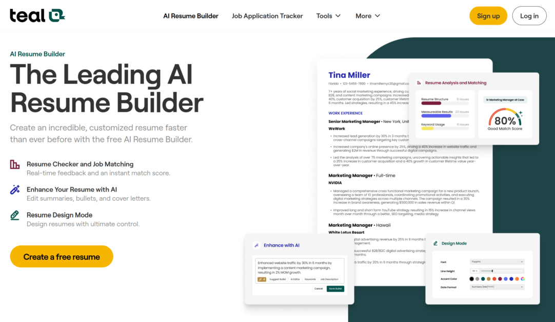 TealHQ AI Resume Builder.