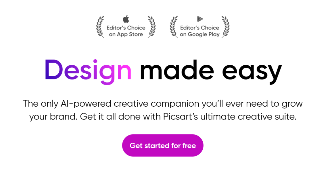 Picsart homepage.