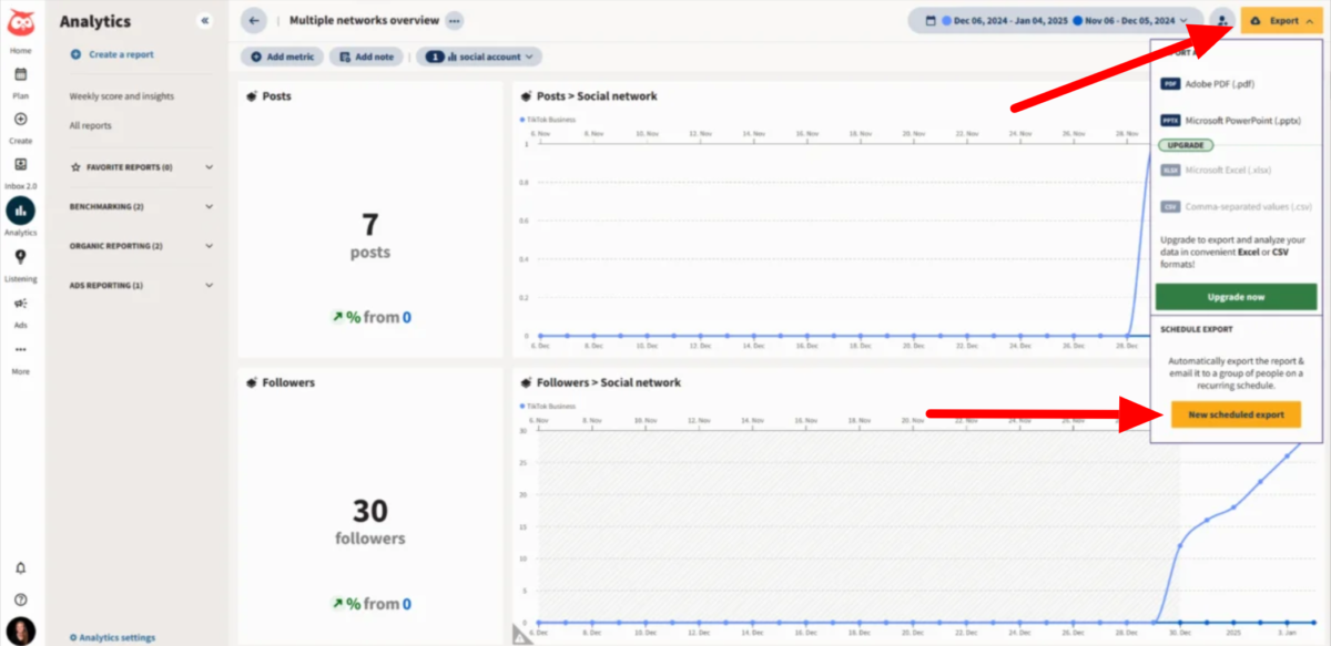 Creating a scheduled email report with Hootsuite.