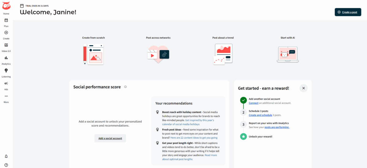 Hootsuite dashboard.