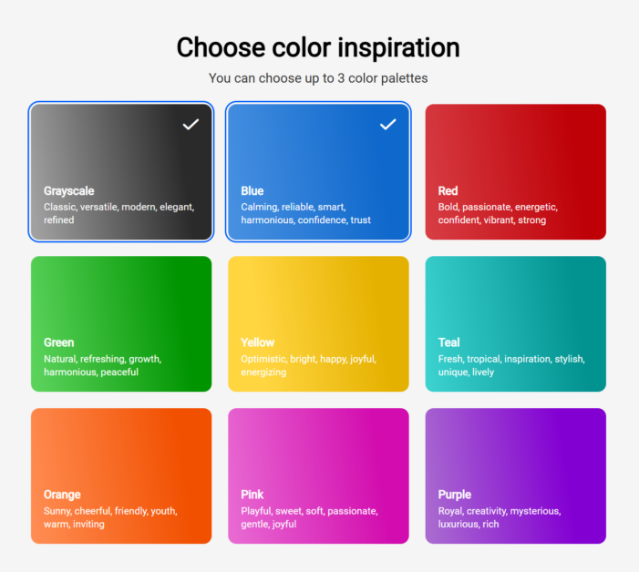 Choosing color inspiration when creating a logo with Turbologo.