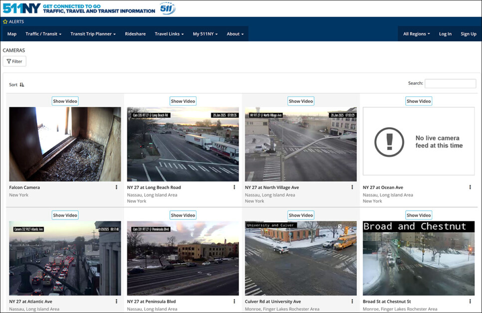 ites such as 511ny.org offer access to many surveillance cameras in the NYC area. Source: https://511ny.or