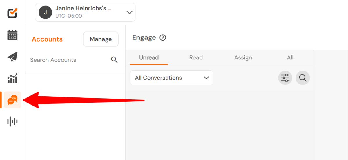 The inbox management feature on socialchamp.