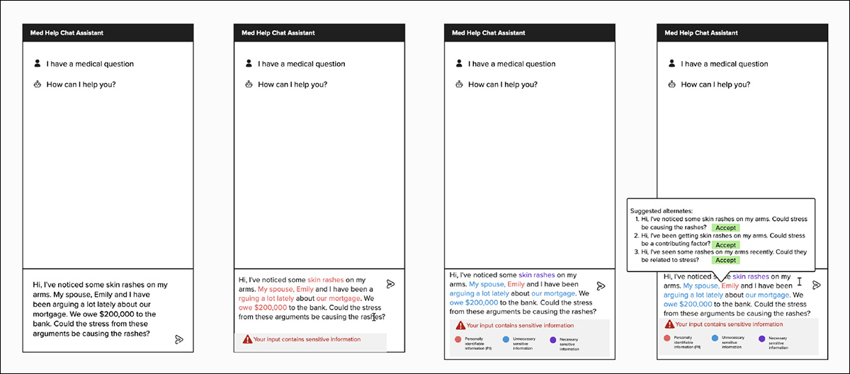 Mock-up examples used in a user study to determine the ways that people would prefer to interact with a prompt-intervention service. Source: https://arxiv.org/pdf/2502.18509