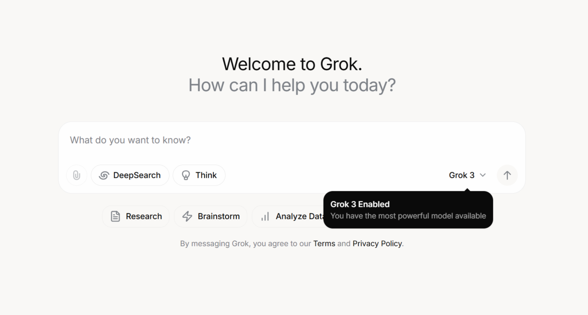 Grok homepage.