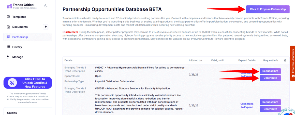 The Partnership Opportunities Database on Trends Critical.
