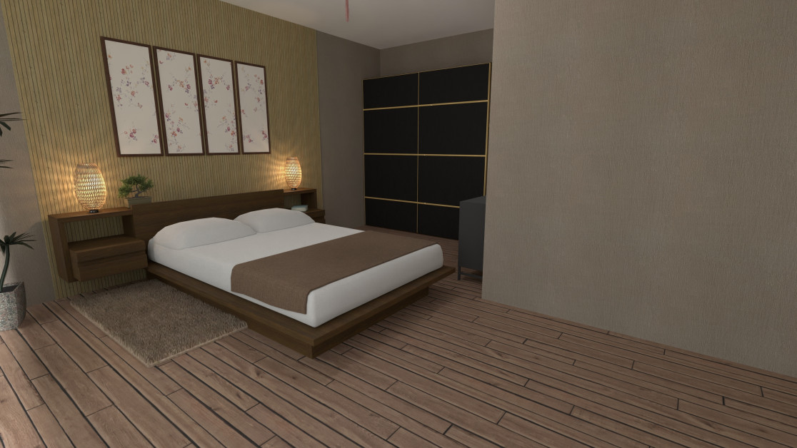 The final render of a bedroom made with Planner 5D.