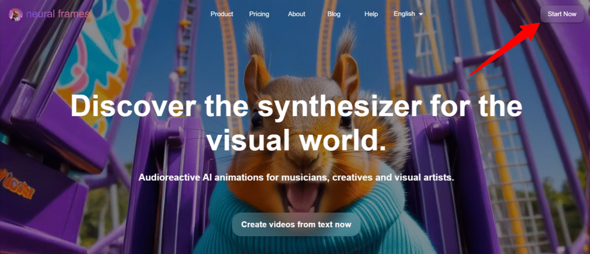 Creating an account on Neural Frames.