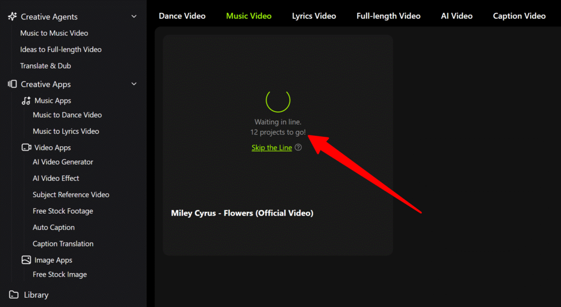 Using Freebeat to generate a video.