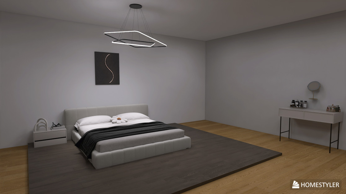 The final render of a bedroom designed with Homestyler.
