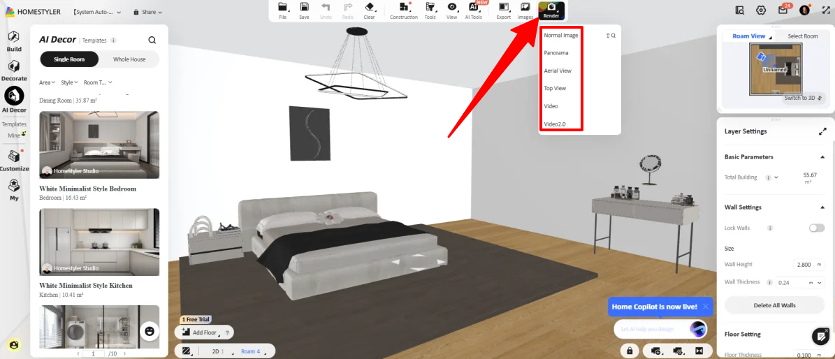 Rendering an image with Homestyler.