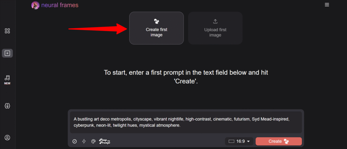 Creating an image with Neural Frames.