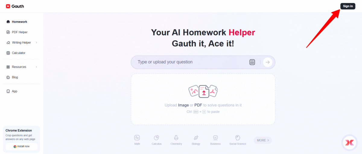 Signing up for Gauthmath.