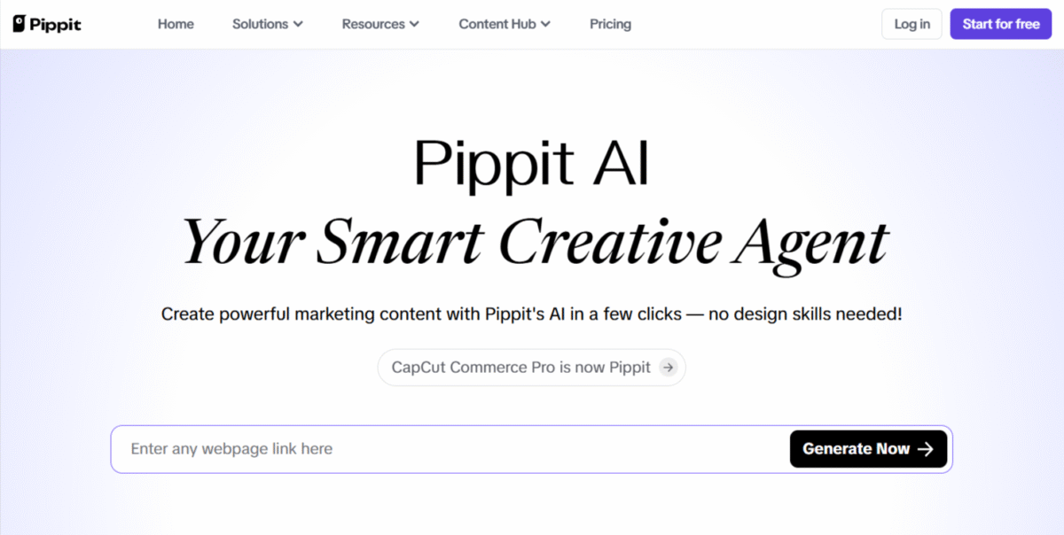 Pippit AI homepage.