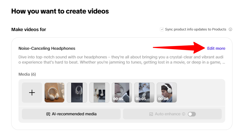 Editing video information when generating a marketing video with Pippit AI.