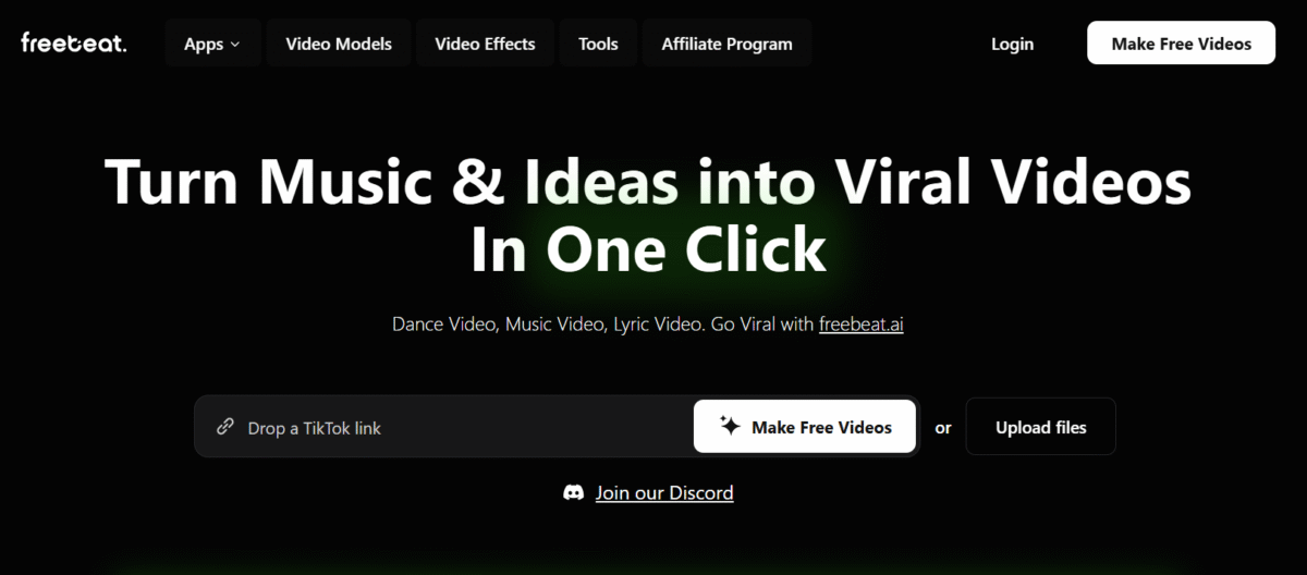 The Freebeat homepage.