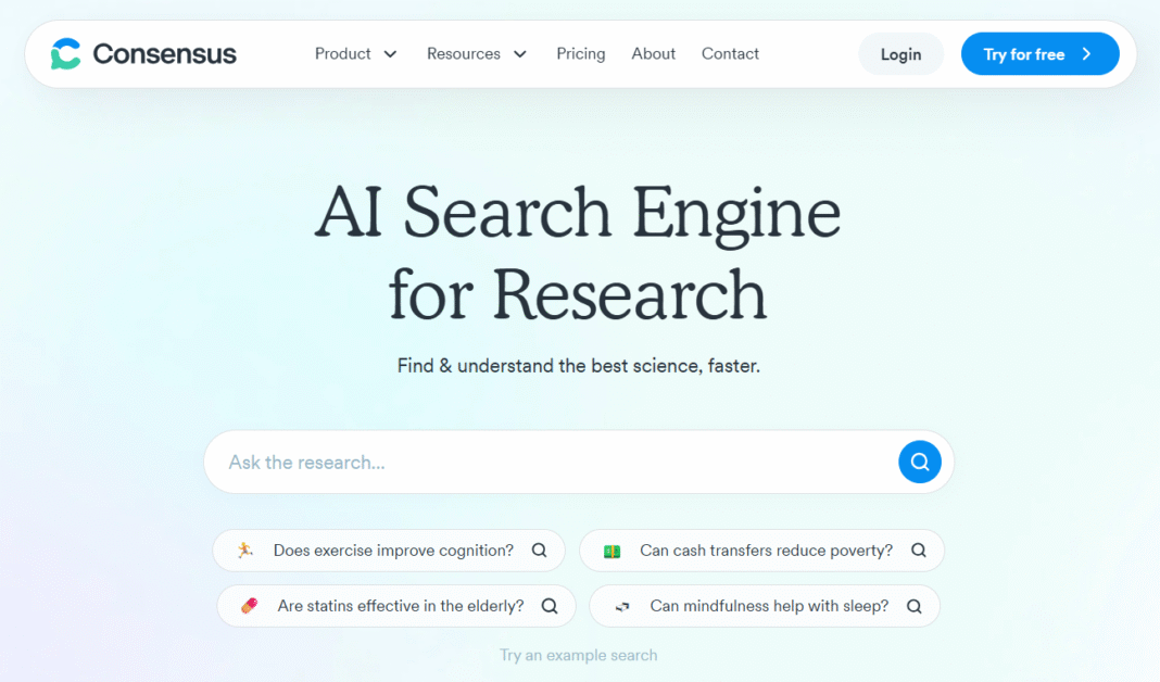 Consensus homepage.