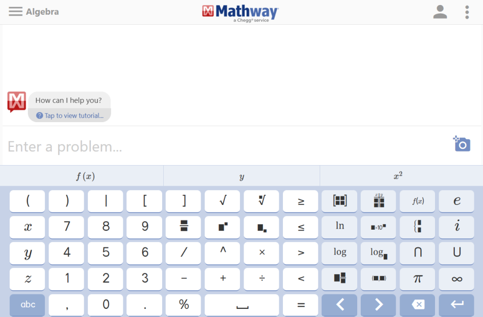 Mathway homepage.