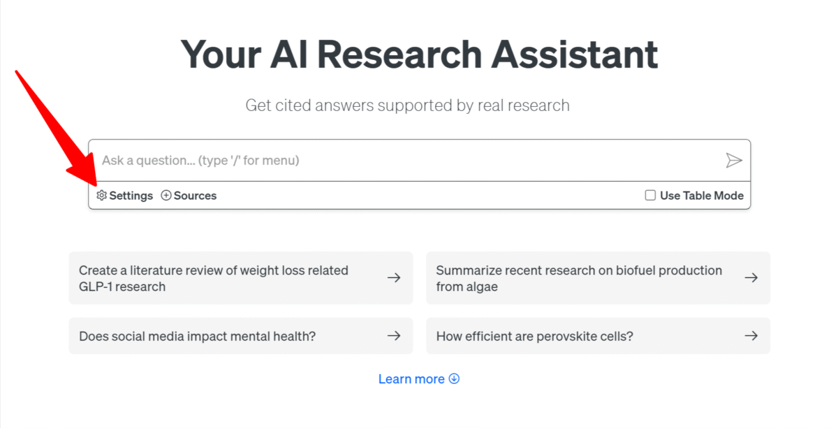 Adjusting the settings for the Scite Assistant.