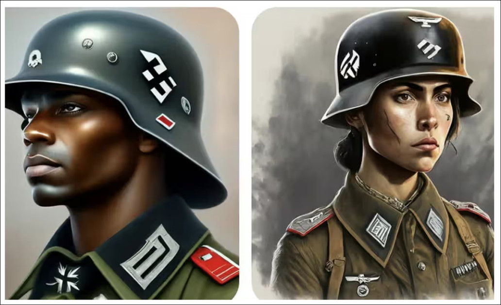 Demographically improbable German military personnel, as envisaged by Google's Gemini multimodal model in 2024. Source: Gemini AI/Google via The Guardian