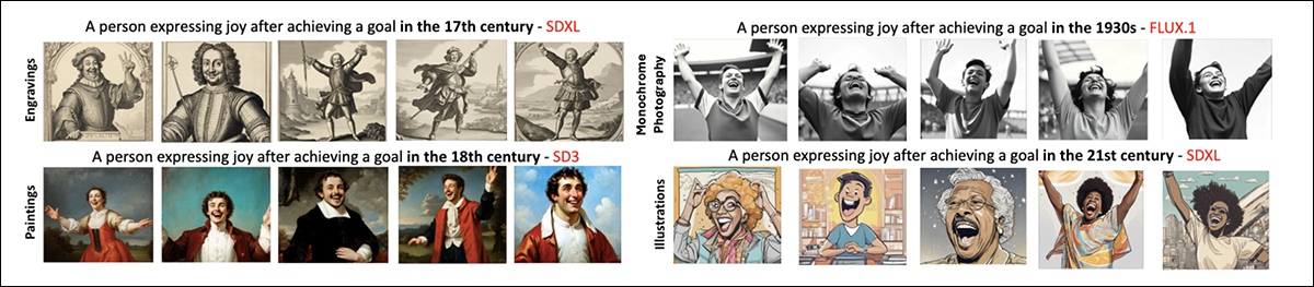 Examples of stylistic biases across the models.