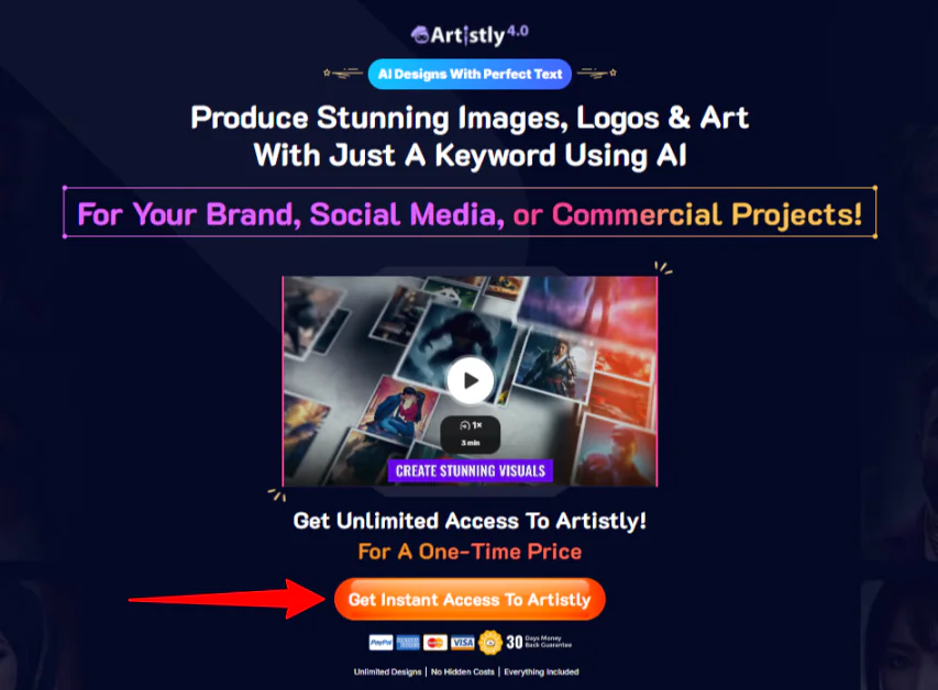 Getting instant access to Artistly.