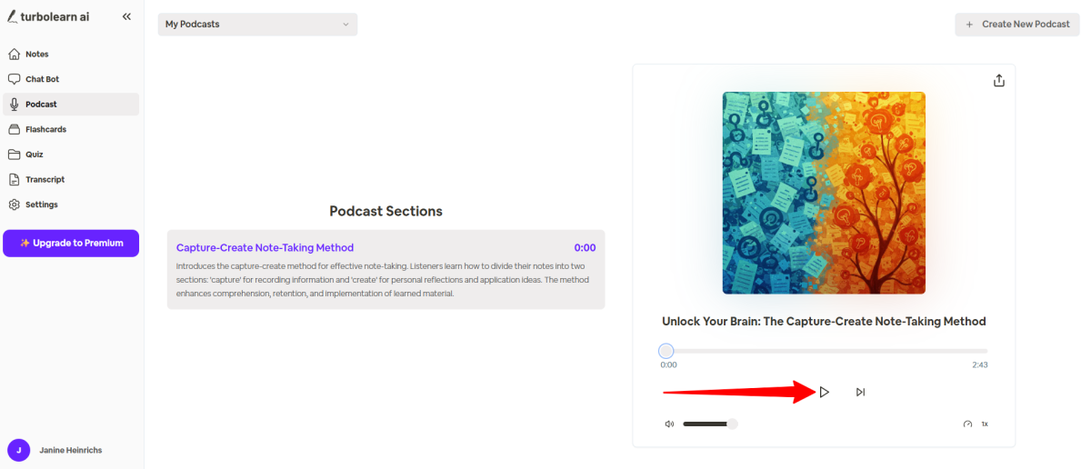 Playing the podcast generated with TurboLearn.