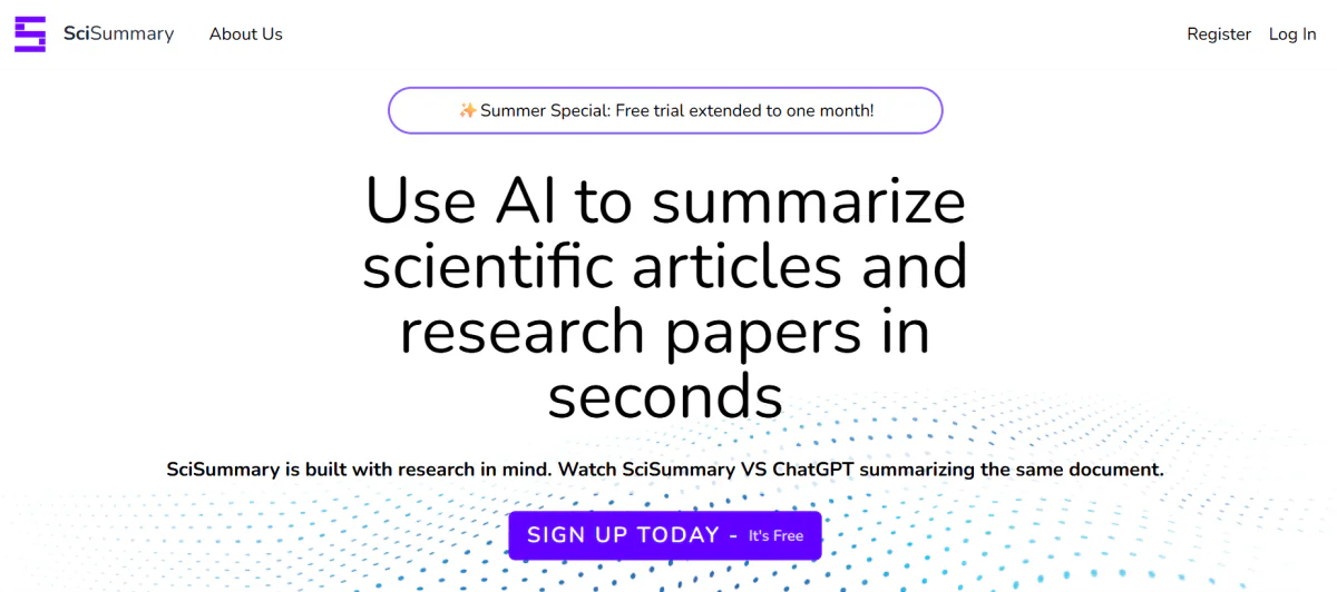 SciSummary homepage.