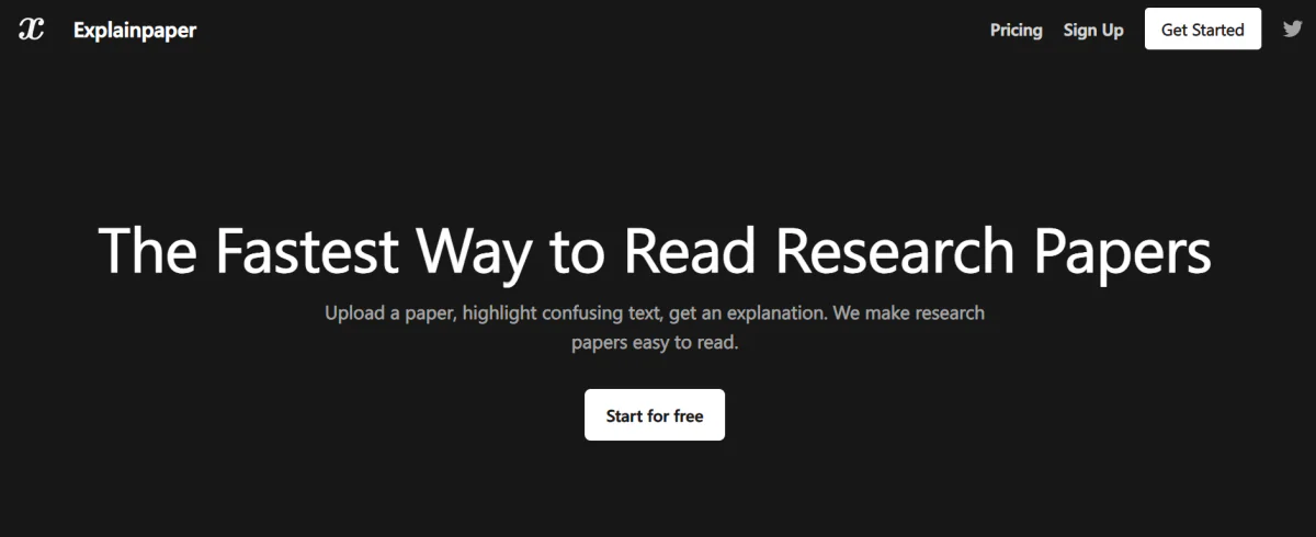 Explainpaper homepage.