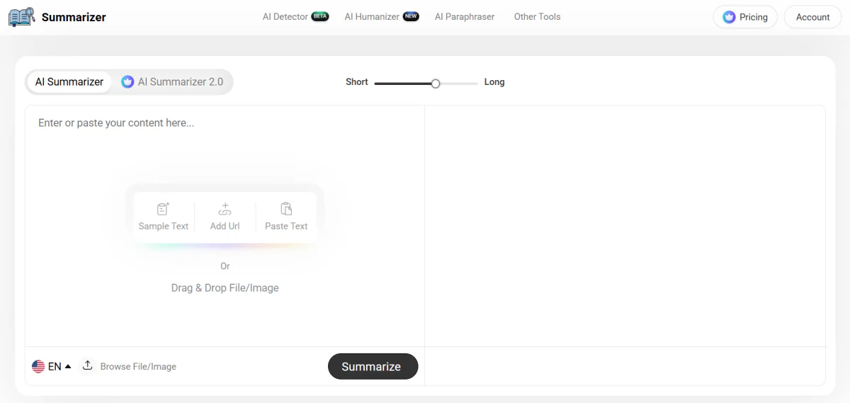 Summarizer.org homepage.