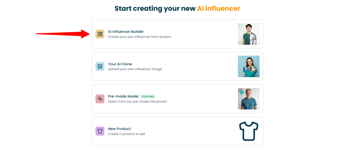 Creating an AI Influencer with the builder.